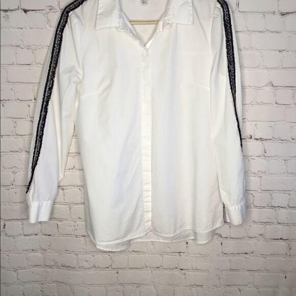 Zara Trafaluc Womens White Dress Shirt Sleeve Side Accent - Picture 12 of 16